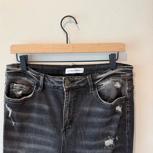 Flying Monkey Charcoal Distressed Bell Bottom